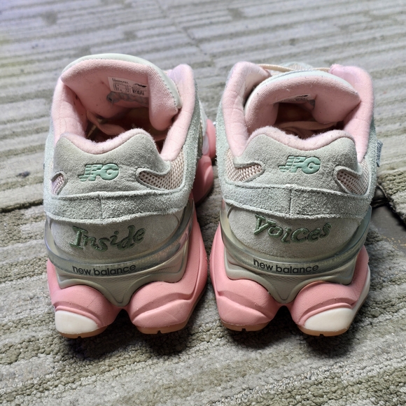 New Balance JFG 9060 Pink & Mint Suede Mesh Sneakers UAs - Picture 4 of 6
